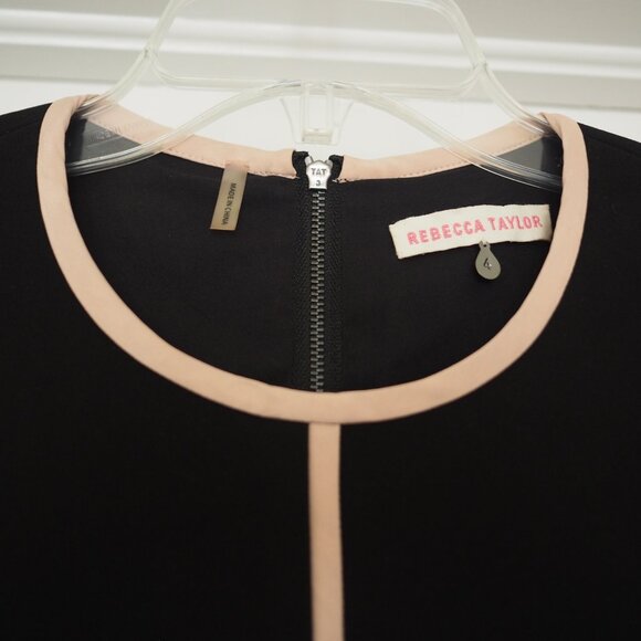 Rebecca Taylor Black and Peach Pink Business Midi Formal Business Dress Size 4 - Picture 5 of 14